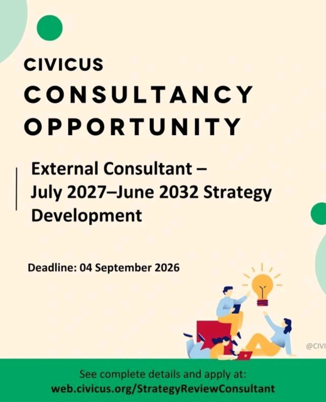 CIVICUS External Consultant Jobs: Strategy Development Consultancy 2027–2032 – Remote, Global