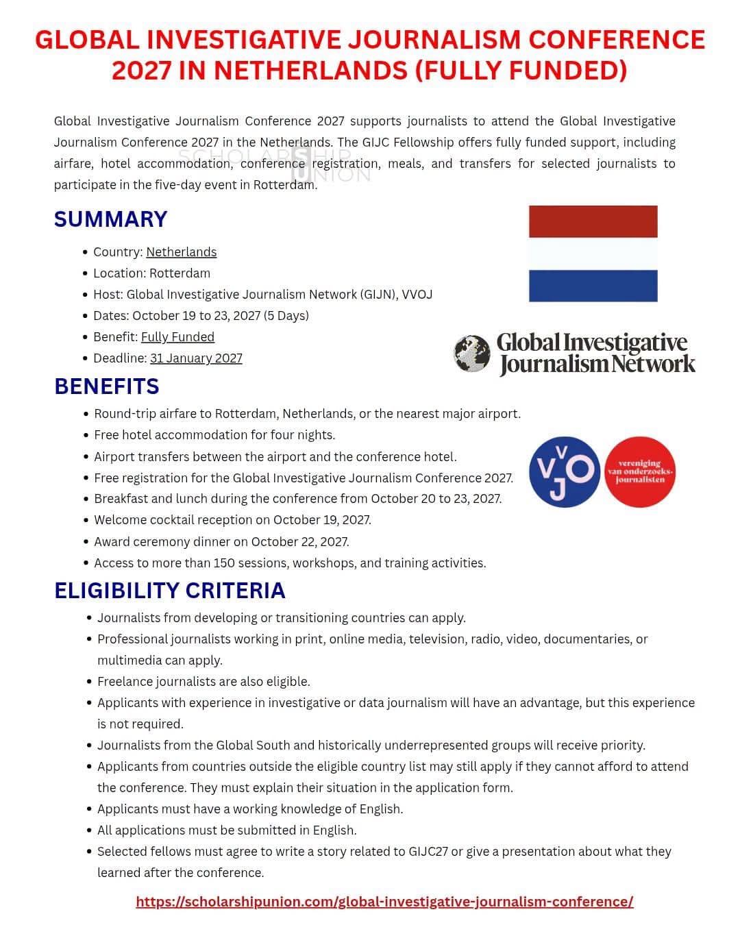 CONFERENCE 2027 | FULLY FUNDED FELLOWSHIP 🇳🇱