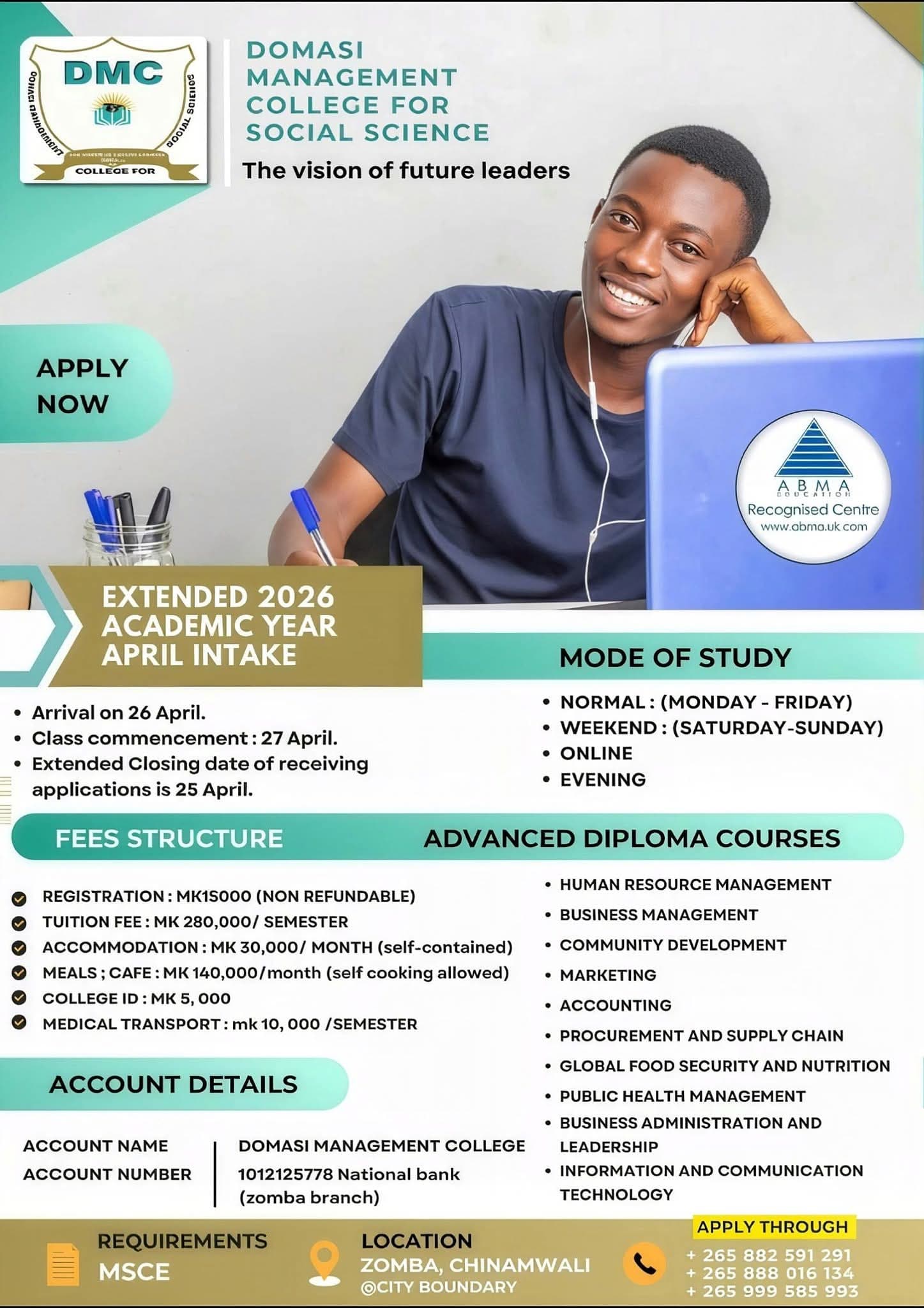 📢 DOMASI MANAGEMENT COLLEGE FOR SOCIAL SCIENCE – APPLICATIONS EXTENDED